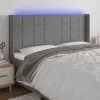  sötétszürke szövet LED-es fejtámla 163x16x118/128 cm