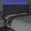  sötétszürke szövet LED-es fejtámla 163x16x118/128 cm