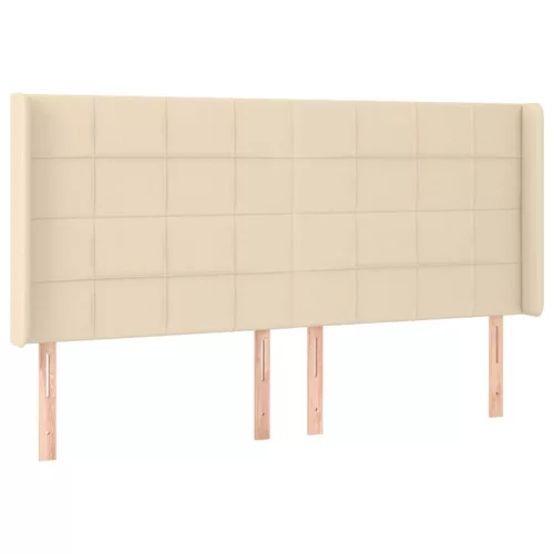  krémszínű szövet LED-es fejtámla szárnyakkal 163x16x118/128 cm