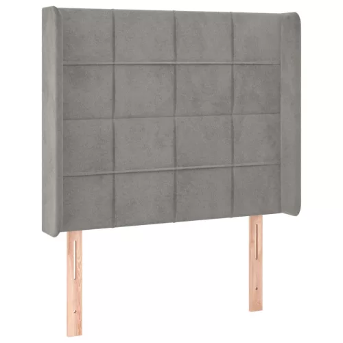  világosszürke bársony LED-es fejtámla 83x16x118/128 cm