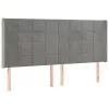  világosszürke bársony LED-es fejtámla 163x16x118/128 cm