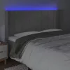  világosszürke bársony LED-es fejtámla 163x16x118/128 cm