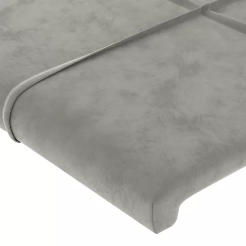  világosszürke bársony LED-es fejtámla 163x16x118/128 cm