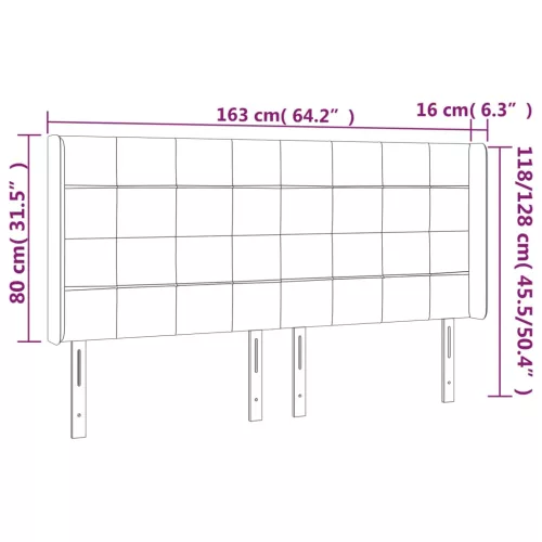  világosszürke bársony LED-es fejtámla 163x16x118/128 cm
