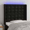  fekete műbőr LED-es fejtámla 83x16x118/128 cm