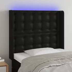  fekete műbőr LED-es fejtámla 83x16x118/128 cm