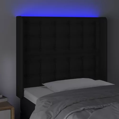  fekete műbőr LED-es fejtámla 83x16x118/128 cm