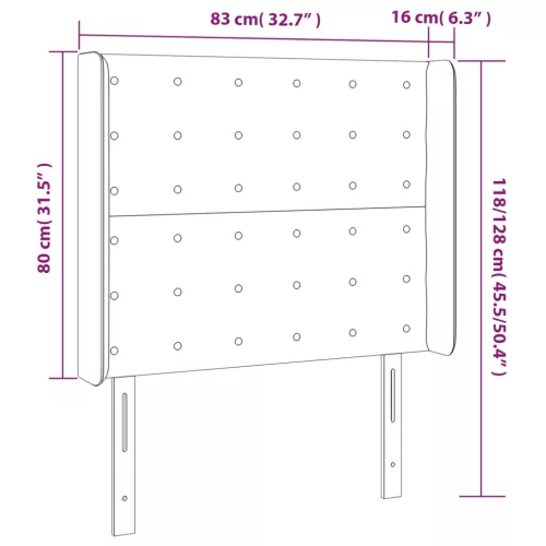  fekete műbőr LED-es fejtámla 83x16x118/128 cm