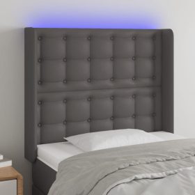  szürke műbőr LED-es fejtámla 83x16x118/128 cm