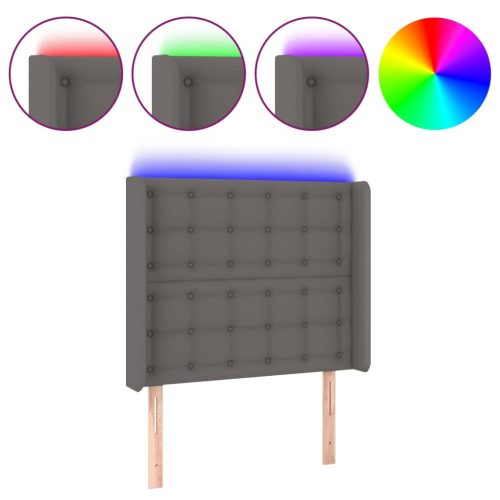  szürke műbőr LED-es fejtámla 83x16x118/128 cm