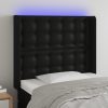  fekete műbőr LED-es fejtámla 93x16x118/128 cm
