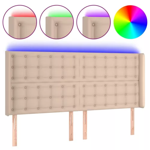  cappuccino műbőr LED-es fejtámla 183x16x118/128 cm