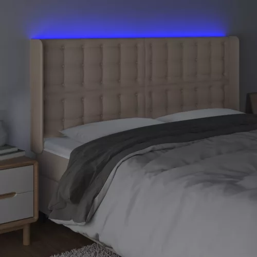  cappuccino műbőr LED-es fejtámla 183x16x118/128 cm