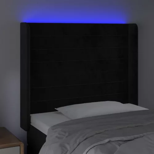  fekete bársony LED-es fejtámla 93x16x118/128 cm