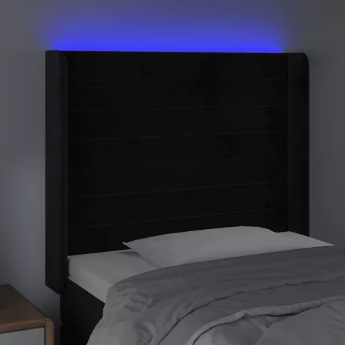  fekete bársony LED-es fejtámla 103x16x118/128 cm