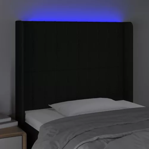  fekete szövet LED-es fejtámla 93x16x118/128 cm