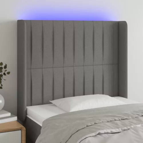  sötétszürke szövet LED-es fejtámla 103x16x118/128 cm