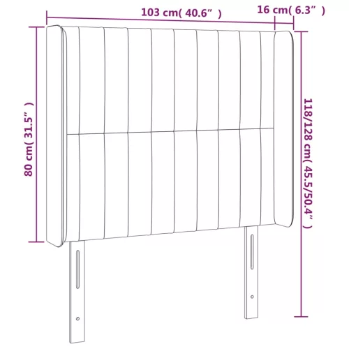  sötétszürke szövet LED-es fejtámla 103x16x118/128 cm