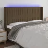  sötétbarna szövet LED-es fejtámla 183x16x118/128 cm