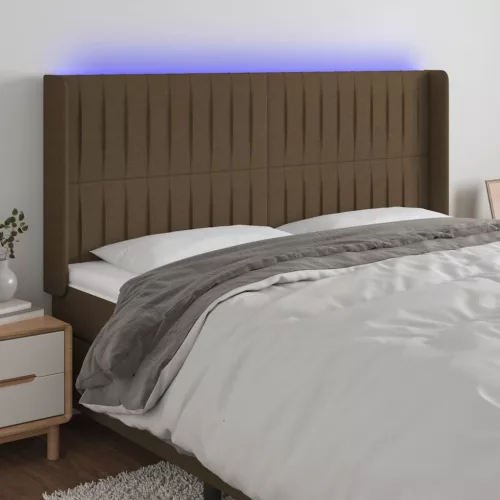  sötétbarna szövet LED-es fejtámla 183x16x118/128 cm