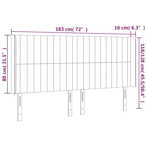  sötétbarna szövet LED-es fejtámla 183x16x118/128 cm