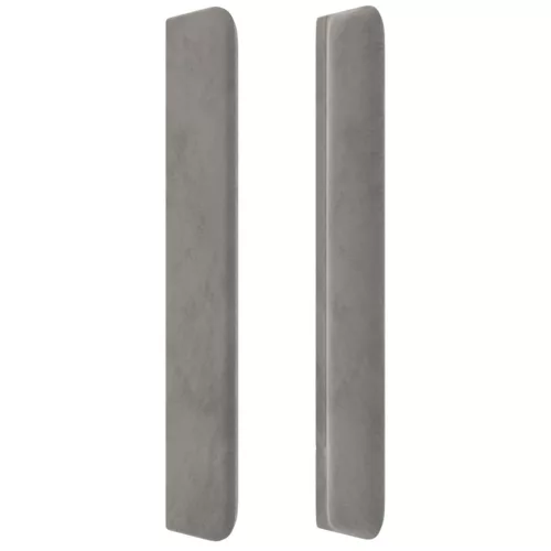  világosszürke bársony LED-es fejtámla 163x16x118/128 cm