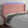  rózsaszín bársony LED-es fejtámla 163x16x118/128 cm