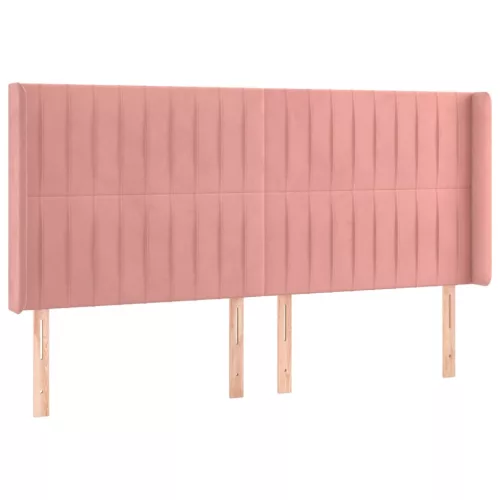  rózsaszín bársony LED-es fejtámla 163x16x118/128 cm