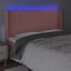  rózsaszín bársony LED-es fejtámla 163x16x118/128 cm