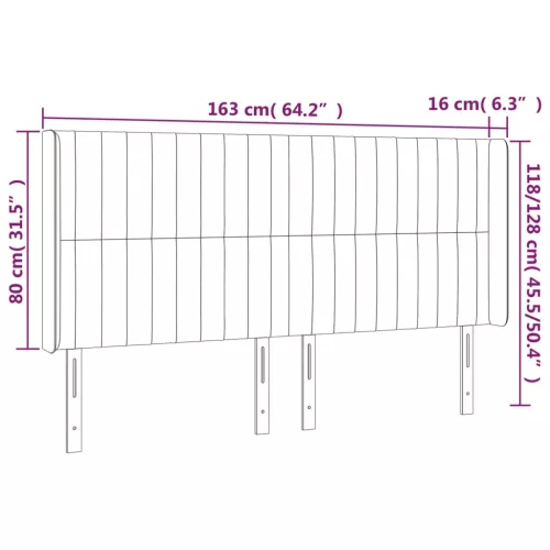  rózsaszín bársony LED-es fejtámla 163x16x118/128 cm