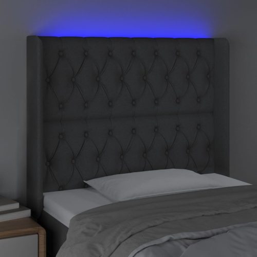 sötétszürke szövet LED-es fejtámla 93x16x118/128 cm