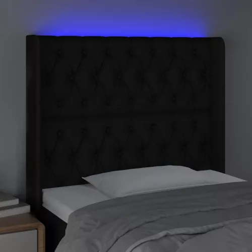  fekete szövet LED-es fejtámla 93x16x118/128 cm