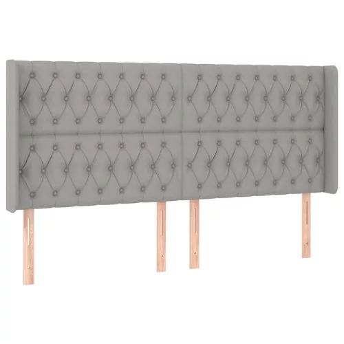  világosszürke szövet LED-es fejtámla 183x16x118/128 cm