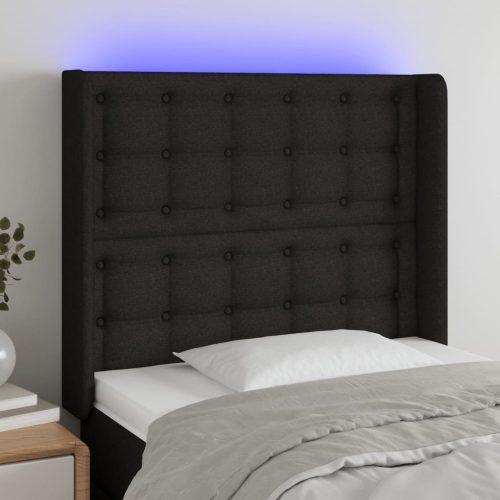  fekete szövet LED-es fejtámla 83x16x118/128 cm