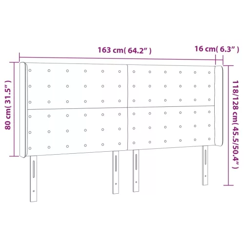  fekete szövet LED-es fejtámla 163x16x118/128 cm