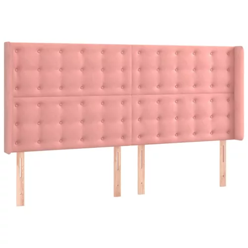  rózsaszín bársony LED-es fejtámla 163x16x118/128 cm