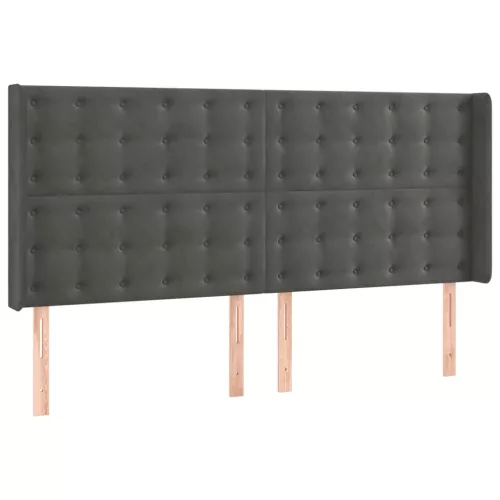  sötétszürke bársony LED-es fejtámla 183x16x118/128 cm