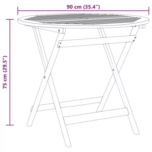  tömör eukaliptuszfa összecsukható kerti asztal Ø 90 x 75 cm