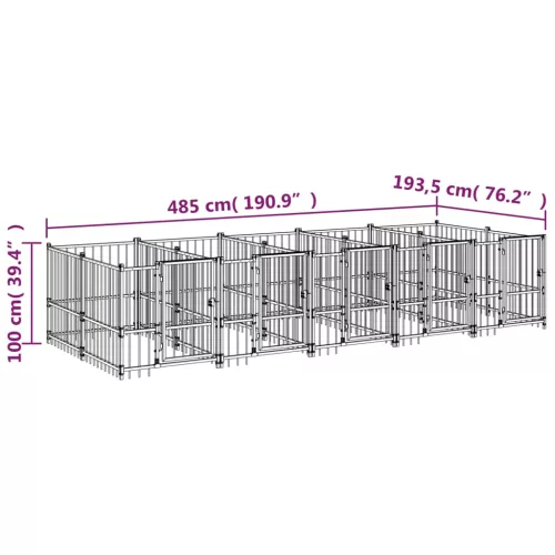  acél kültéri kutyakennel 9,38 m²