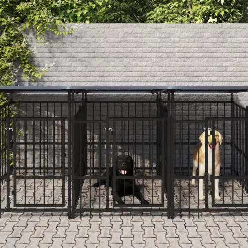  acél kültéri kutyakennel tetővel 5,63 m²