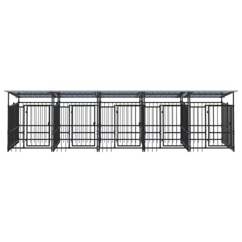  acél kültéri kutyakennel tetővel 9,38 m²