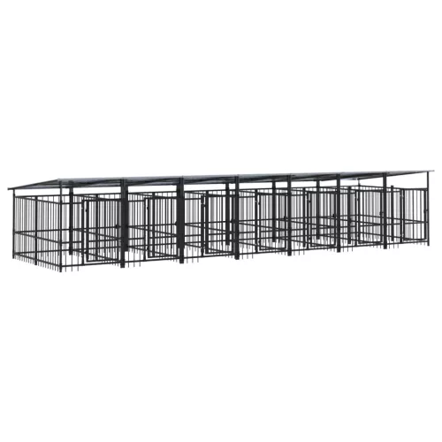  acél kültéri kutyakennel tetővel 13,14 m²