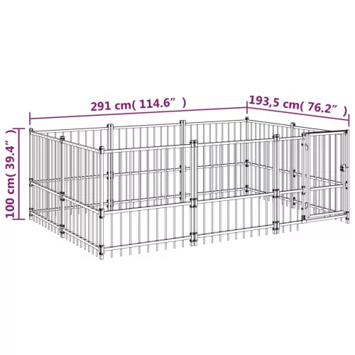 acél kültéri kutyakennel 5,63 m²