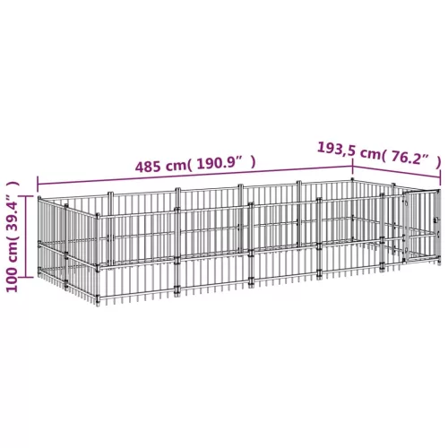  acél kültéri kutyakennel 9,38 m²