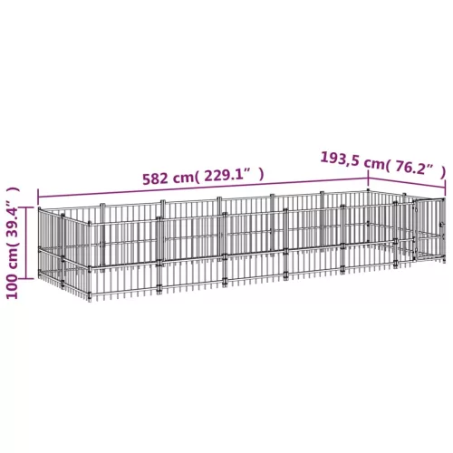 acél kültéri kutyakennel 11,26 m²