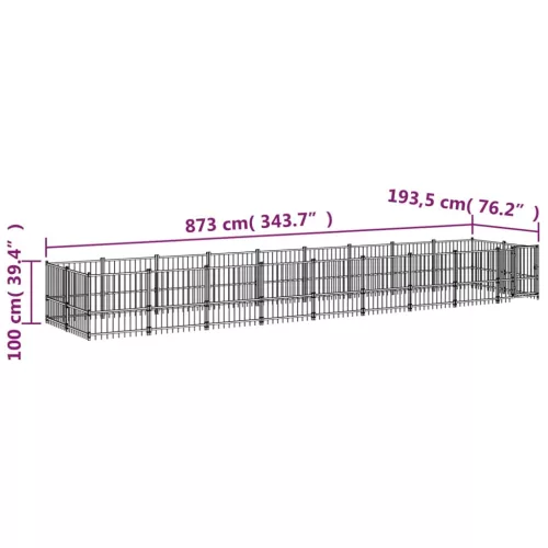  acél kültéri kutyakennel 16,89 m²