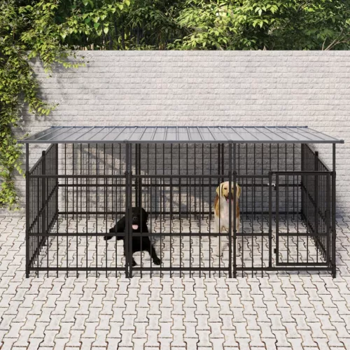  acél kültéri kutyakennel tetővel 5,63 m²