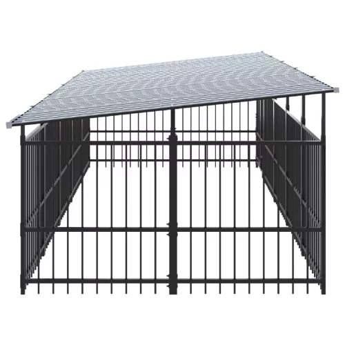  acél kültéri kutyakennel tetővel 9,38 m²