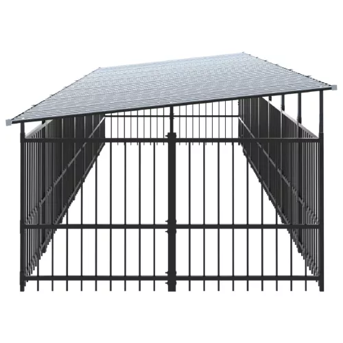  acél kültéri kutyakennel tetővel 13,14 m²