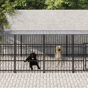  acél kültéri kutyakennel tetővel 15,02 m²